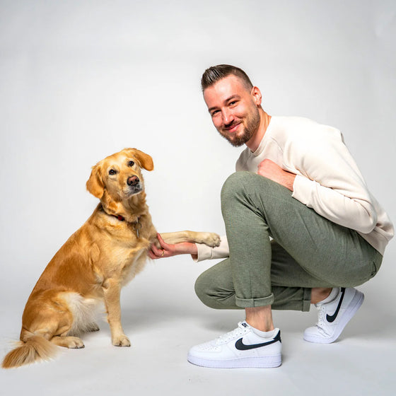 Hermann mit seiner Golden Retriever Hündin Coco